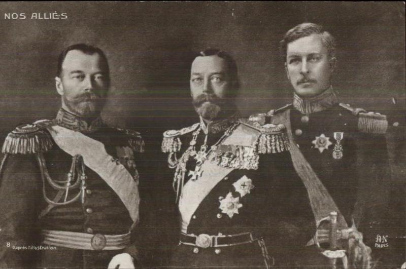 King George Czar Nicholas French Issued c1915-20 Real Photo Postcard