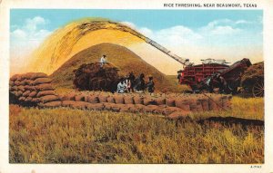 Beaumont Texas Rice Threshing Farming Scene Vintage Postcard AA37474