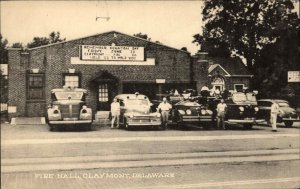 Claymont DE Fire Hall Station Trucks Engines c1940s Postcard