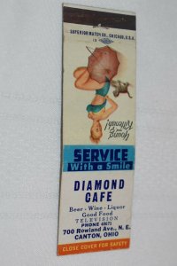 Diamond Cafe Canton Ohio Girl Kitten 20 Strike Matchbook Cover