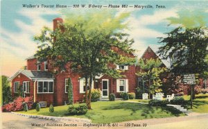 Tennessee Maryville Walker's Tourist Home 1950s Colorpicture Postcard 22-10408