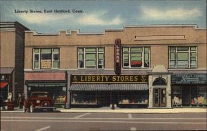 East Hartford CT Liberty Stores Lstorefronts LINEN Postcard