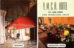 Linen Postcard Y.M.C.A. Hotel 351 Turk Street in San Francisco, California