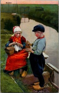 Holland Kids Marken Traditional Clothing Vintage Postcard 04.16