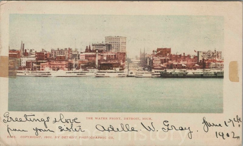 1902 The Water Front, Detroit Michigan Private Mailing Card