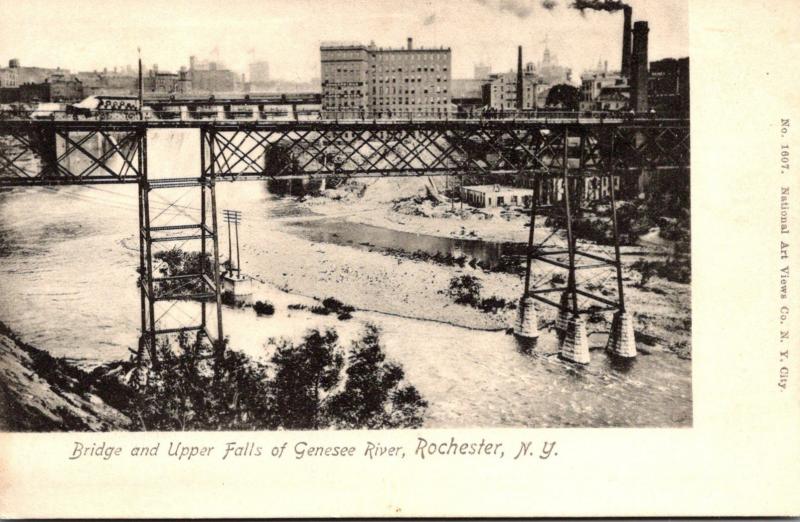 New York Rochester Bridge and Upper Falls Of Genesee River