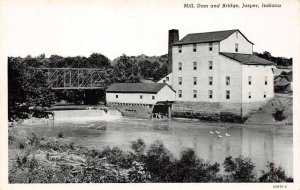 Jasper Indiana Mill, Dam& Bridge B/W Photo Print Vintage Postcard U4748