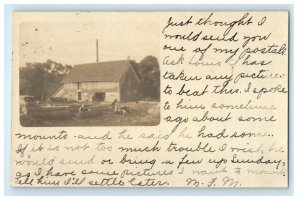 c1905 Barn Logging Cabin House Fairfield Vermont VT RPPC Photo Antique Postcard 