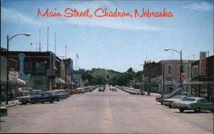 Chadron Nebraska NE Classic 1960s Cars Street Scene Vintage Postcard