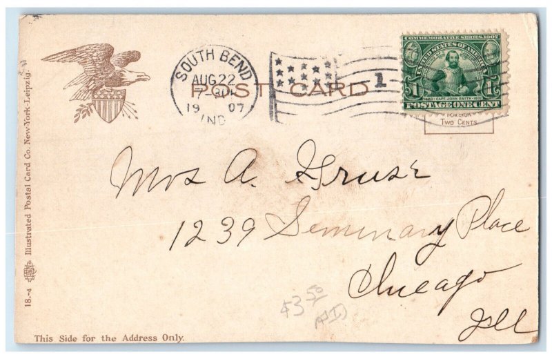 1907 Michigan Street Looking South South Bend Indiana IN Antique Postcard