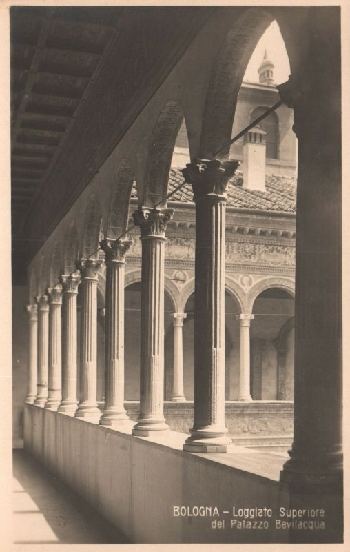 Postcard Real Photo Loggiato Superiore Del Palazzo Bevilacqua Bologna Italy RPPC