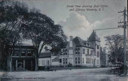 Westerly RI Street View Post Office Horses Postcard