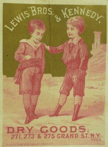 Lewis Bros. & Kennedy. Dry Goods, New York Victorian Trade Card P103