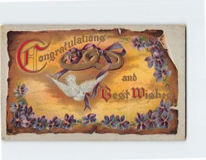 Postcard Congratulations and Best Wishes with Embossed Art Print