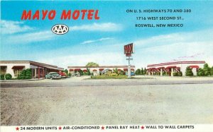 Automobiles Mayo Motel roadside Roswell New Mexico Postcard Jones 20-5246