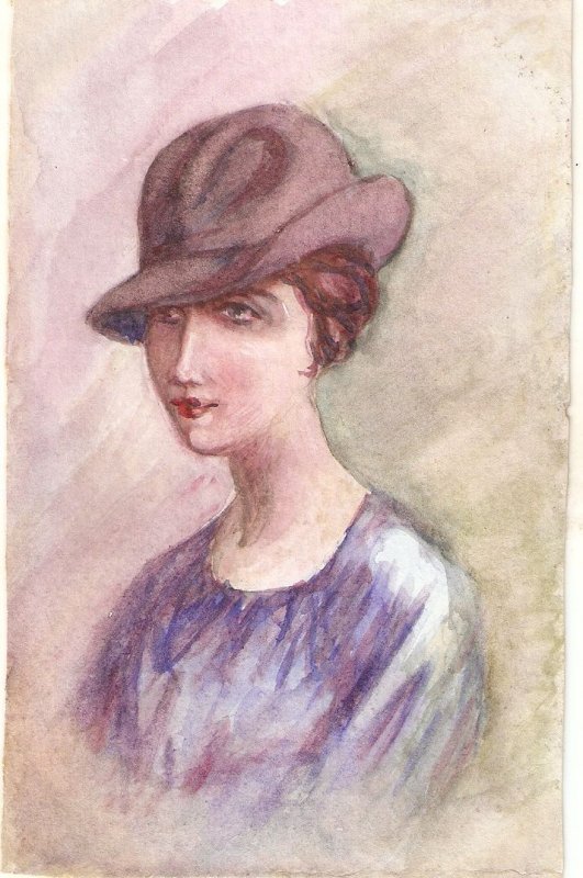 Pretty ladies Lot of 4 very old vintage Italian, artist drawn, postcards