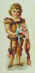 Early Child Flowers Muzzy's Sun Gloss Starch Victorian Trade Card P73