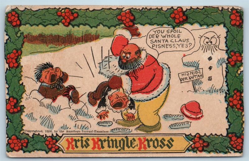 Postcard Christmas Kris Kringle Kross Katzenjammer Kids Santa Spanking