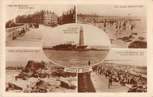 Whitley Bay England Multiview Lighthouse Real Photo Antique Postcard J74926