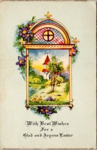 Postcard Easter - Church in window