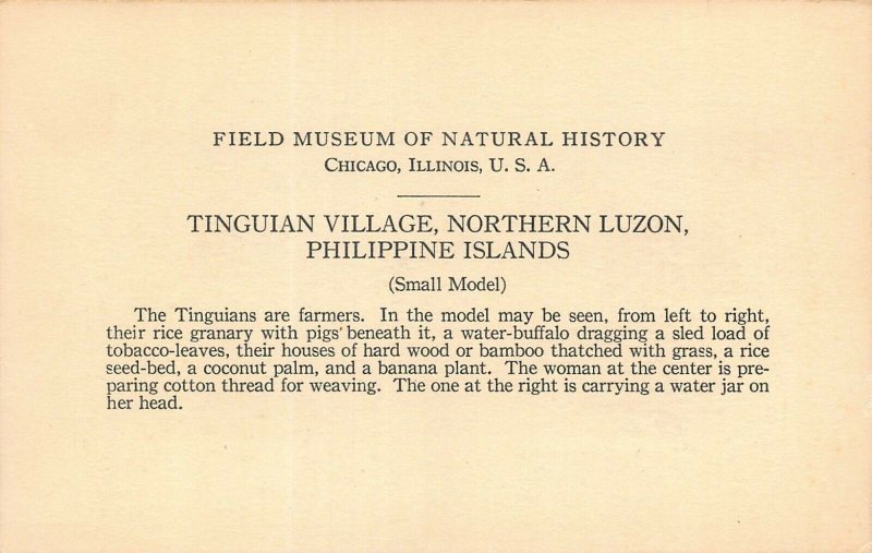 CHICAGO MUSEUM NATURAL~TINGUIAN VILLAGE-LUZON-PHILIPPINE~PHOTO CARD-POSTCAD SIZE