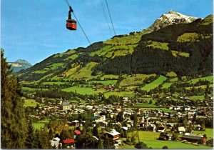 Postcard Austria Tirol - panormaic of mountain and cable car