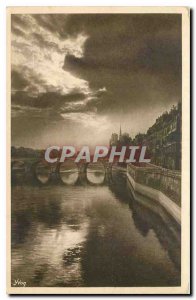 Old Postcard Artistic Paris the Seine at the Pont Tournelle