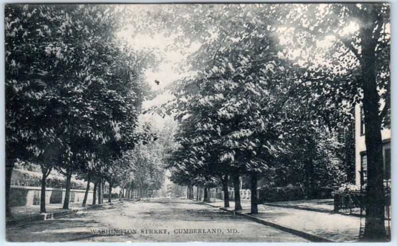 CUMBERLAND, Maryland  MD    WASHINGTON STREET Scene   1908  Postcard