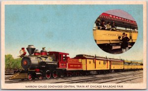 Narrow-Guage Deadwood Central Train at Chicago Railroad Fair Postcard