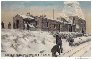 COLORADO, 1900-1910's; Summit Of Pikes Peak, Snow Scene In Summer Time