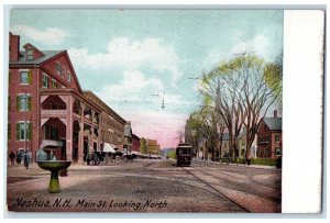 c1905 Main ST. Looking North City Horse Carriage Nashua NH Antique Postcard