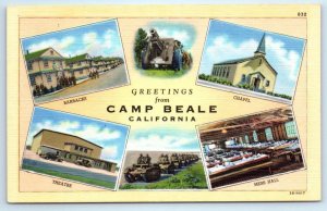 Greetings from CAMP BEALE, California CA ~ Theatre, Barracks, Mess Hall, Chapel