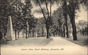 Annapolis MD Naval Academy Lover's Lane c1910 Postcard