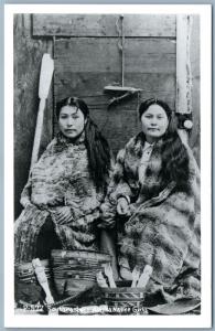 SOUTHEASTERN ALASKA NATIVE GIRLS ANTIQUE REAL PHOTO POSTCARD RPPC