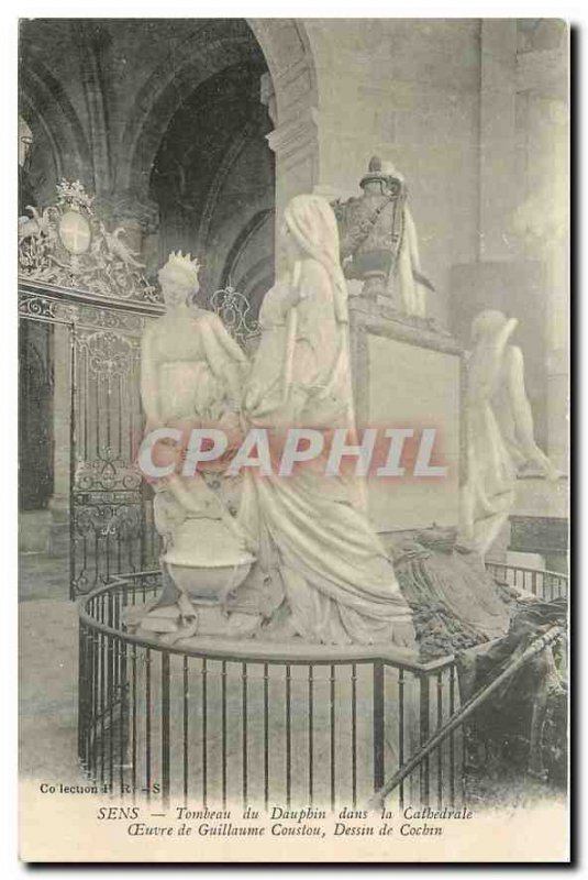 Old Postcard Sens Dauphin's Tomb in the Cathedral Work of William Coustou Dra...