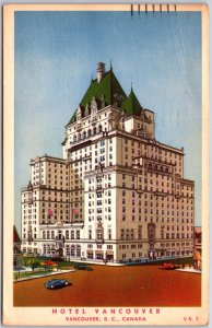 Vancouver, B.C. Canada, 1954 Hotel Vancouver, Building, Driveway, Postcard