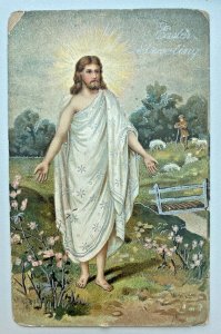 Easter Greetings Jesus Silver Detail Postcard PC39