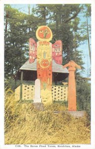 KETCHIKAN, AK Alaska  RAVEN FLOOD & CHIEF JOHNSON'S TOTEMS Two c1920's Postcards