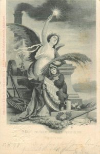 Postcard Munich Maid & Angel Kraft Und Arbeitsmaschinen Abstellung 4 Munich 1898