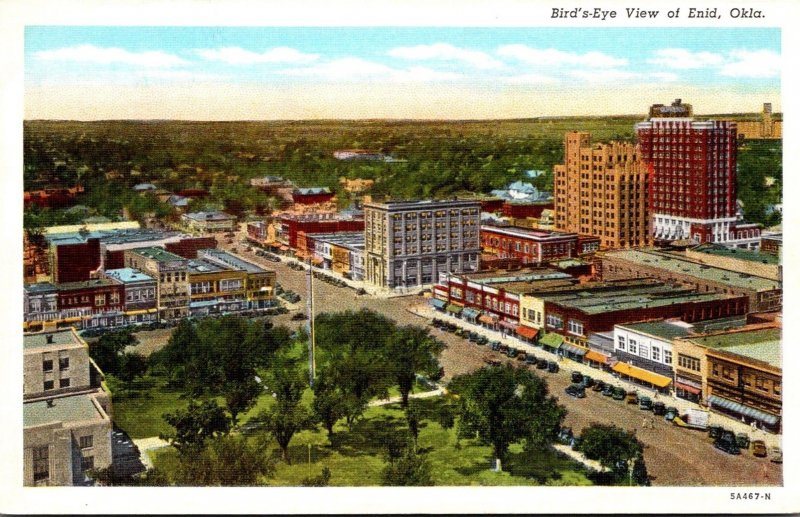 Oklahoma Enid Birds Eye View Curteich