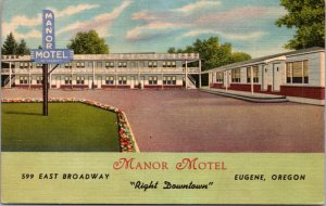 Linen Postcard Manor Motel 599 East Broadway in Eugene, Oregon