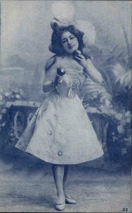 Pretty Woman with Apples c1905 Postcard