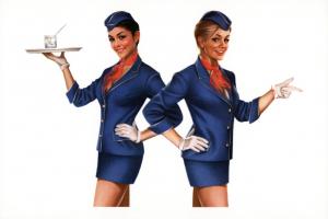 PIN-UP Girl Flight attendants Stewardess AVIA Aeroflot Russian Postcard