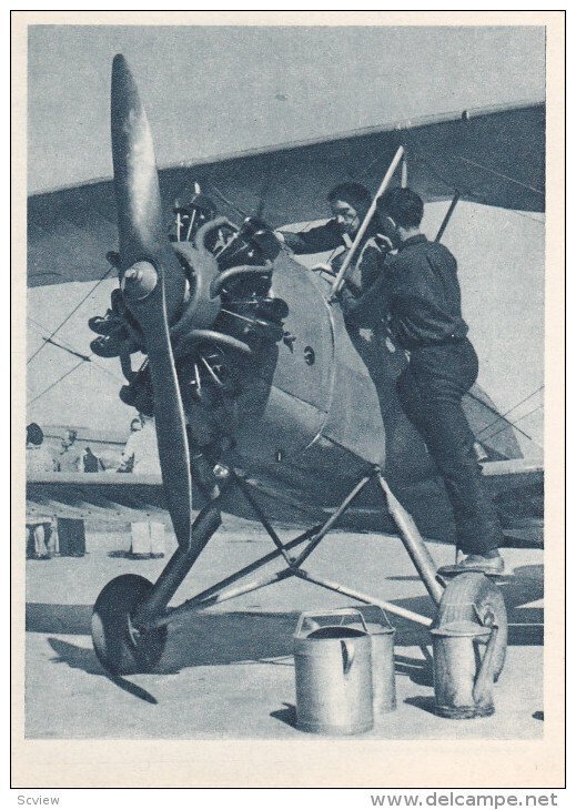 Airplane repair , Czech Republic , 1930s ; Doplnovani-pohonnych hmot