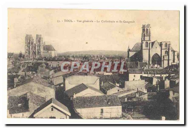 Toul Old Postcard General view The Cathedral and St Gengoult