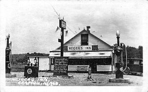 Grafton MA Neiger's Inn Gas Station Ice Cream Sign Real Photo Postcard