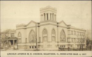 Shadyside OH Lincoln Ave ME Church 1917 Real Photo Postcard