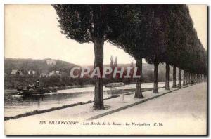 Billancourt Old Postcard The banks of the Seine Navigation