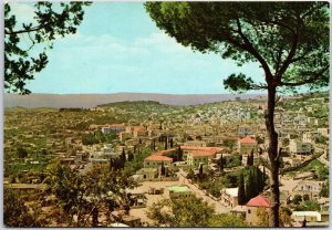 VINTAGE CONTINENTAL SIZE POSTCARD PANORAMIC VIEW OF NAZARETH ISRAEL 1970s