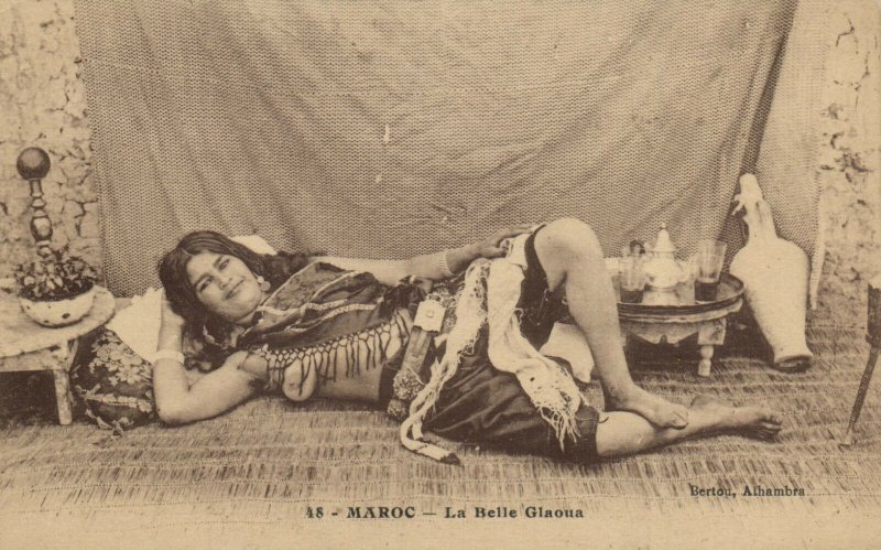 PC CPA ETHNIC NUDE FEMALE GLAOUA TYPE, MOROCCO Vintage Postcard (b5350)